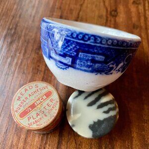 Vintage Mini Trinket Box Set Tortoiseshell Style + Seabury Johnson Tin + Blue Wh